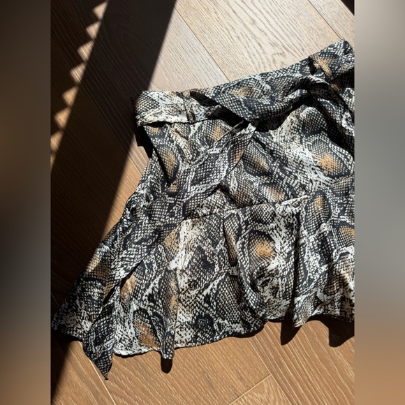 Zara Black and Brown Snake Print Mini Skirt - Picture 4 of 9